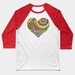 Rainbow Decorative Heart Baseball T-Shirt